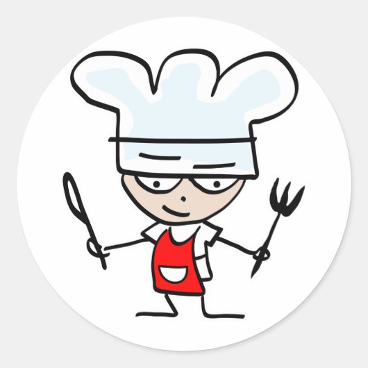 面白いキャラクターの入った料理ギフト - ユーモラスなデザイン ラウンドシール (正面)