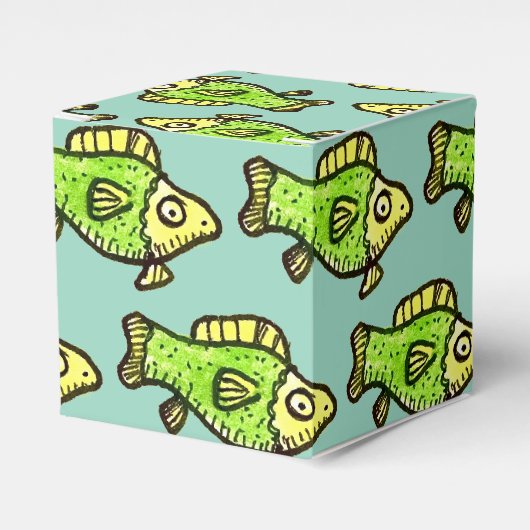 面白いキャラクターの緑の魚のイラスト フェイバーボックス (正面サイド)