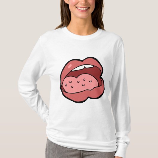面白いキャラクターの開いた口と唇 Tシャツ (正面)