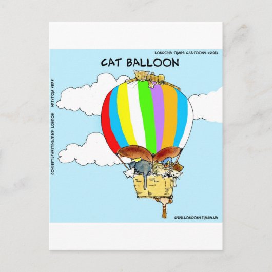面白いキャラクターの飛ぶ猫 ポストカード (正面)