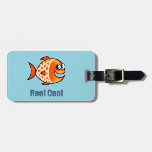 面白いキャラクターの魚の海洋ダジャレ ラゲッジタグ (正面横)