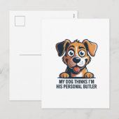 面白いキャラクターデザインの犬執事の引用 シーズンポストカード (正面/裏面)