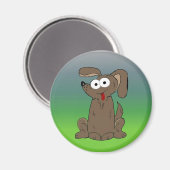 面白いキャラクター犬 目玉飛び出る マグネット (正面/裏面)