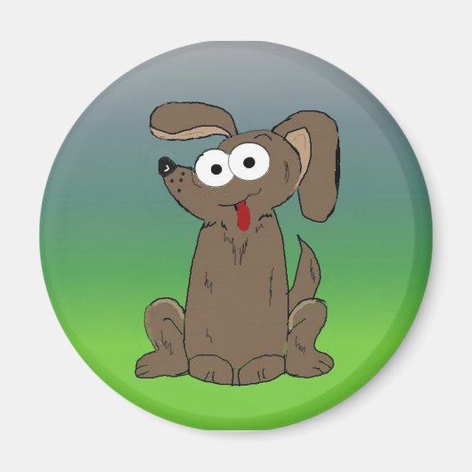 面白いキャラクター犬 目玉飛び出る マグネット (正面)