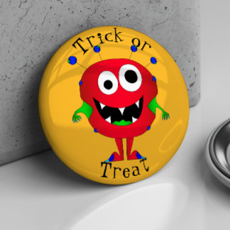 面白いキャラクター モンスター ハロウィン "トリック オア トリート" 缶バッジ