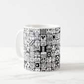 面白いキャルトゥーンの顔の四角形 コーヒーマグカップ (正面左)