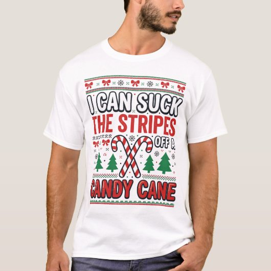 面白いキャンディケイン クリスマスセーター Tシャツ (正面)