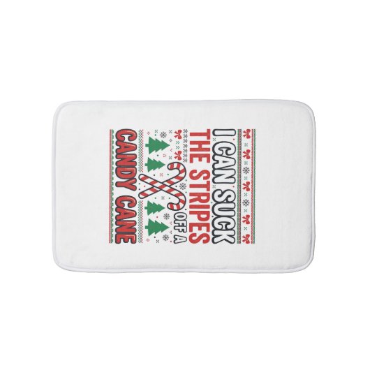 面白いキャンディケーン クリスマスセーター バスマット (正面)