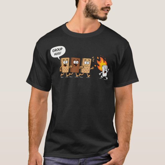 面白いキャンプのスーモアズ グループハグ かわいいマシュマロ C Tシャツ (正面)