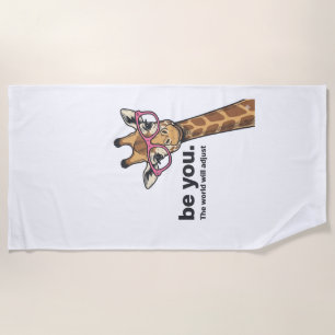 面白いキリンであなたがいるビンテージ彫刻Tシャツデザイン ビーチタオル