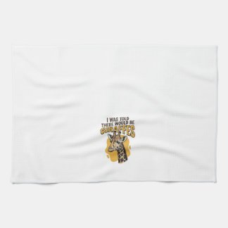 面白いキリンのビンテージ風彫刻Tシャツデザイン_1 キッチンタオル
