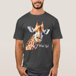 面白いキリンの愛好家のためのTシャツ、「Was' Up?」 Tシャツ