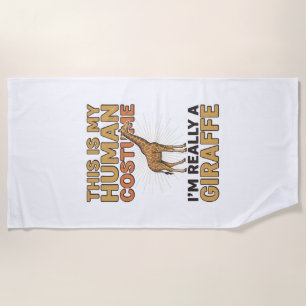 面白いキリン人間コスチューム ビンテージ風の彫刻Tシャツ ビーチタオル