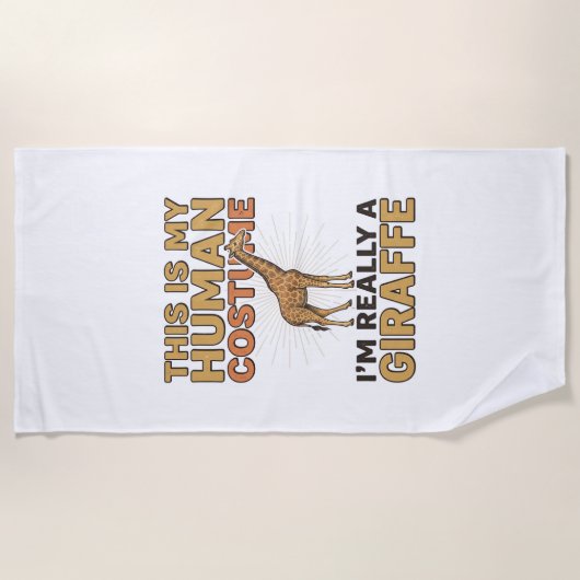 面白いキリン人間コスチューム ビンテージ風の彫刻Tシャツ ビーチタオル (正面)