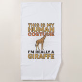 面白いキリン人間コスチューム ビンテージ風の彫刻Tシャツ ビーチタオル (正面)