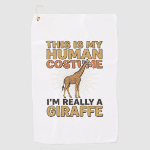 面白いキリン人間コスチューム ビンテージ風刺繍Tシャツ ゴルフタオル