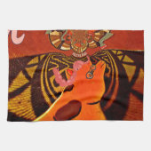 面白いキリン:カレイドスコピック・アフリカンチャーム キッチンタオル (横)