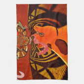 面白いキリン:カレイドスコピック・アフリカンチャーム キッチンタオル (縦)