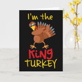 面白いキングターキー家族グループ感謝祭 カード (黄色い花)