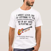 面白いギタリストのユーモアデザイン Tシャツ (正面)