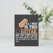 面白いギター奏者 ギタリスト 私は全てのギターが必要 ポストカード (スタンド正面)