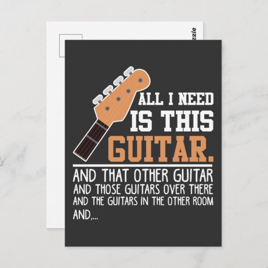 面白いギター奏者 ギタリスト 私は全てのギターが必要 ポストカード (正面/裏面)