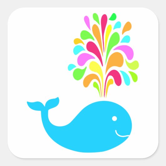 面白いクジラ スクエアシール (正面)