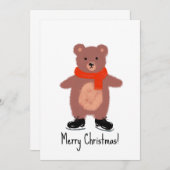 面白いクマのスケート 招待状 (正面/裏面)