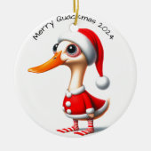 面白いクリスマスのアヒルのオーナメント セラミックオーナメント (正面)