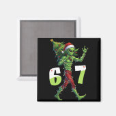面白いクリスマスのエイリアンシックスセブンメーム67サンタ帽子 マグネット (正面/裏面)