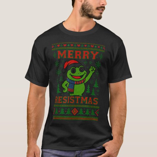 面白いクリスマスのカエルのミーム レジストマスの休日のユーモア Tシャツ (正面)