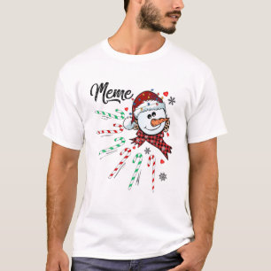 面白いクリスマスのキャンディケインの雪だるまのXmas Tシャツ