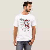 面白いクリスマスのキャンディケインの雪だるまのXmas Tシャツ (正面フル)
