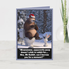 面白いクリスマスのクマとうさぎのカード カード