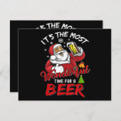 面白いクリスマスのサンタクロースがビールを飲む ワンダフル シーズンカード (正面/裏面)