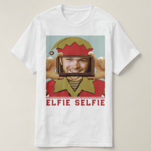 面白いクリスマスのセルフィー Tシャツ