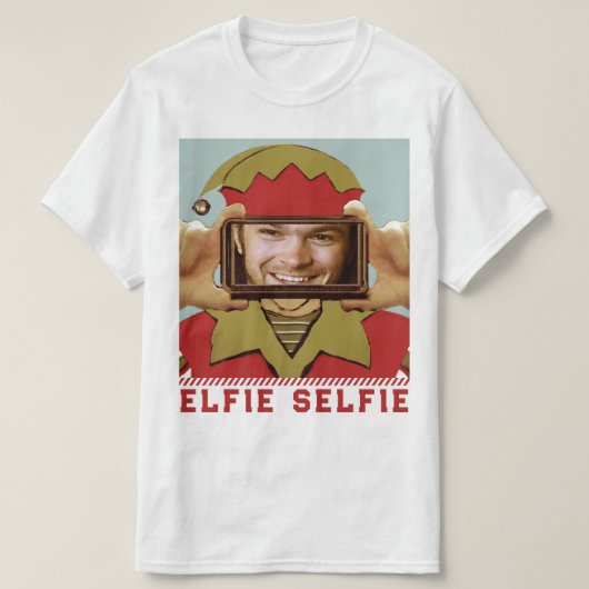 面白いクリスマスのセルフィー Tシャツ (デザイン正面)
