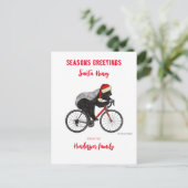 面白いクリスマスのハニーバッジャー自転車カスタム シーズンポストカード (スタンド正面)