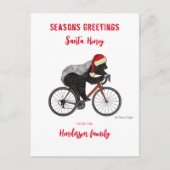 面白いクリスマスのハニーバッジャー自転車カスタム シーズンポストカード (正面)