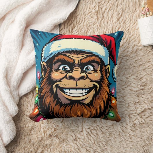 面白いクリスマスのビッグフット クッション (ブランケット)