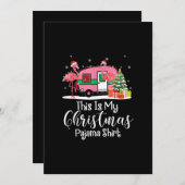 面白いクリスマスのフラミンゴキャンパーギフト シーズンカード (正面/裏面)