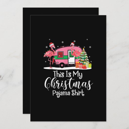 面白いクリスマスのフレミンゴキャンパーギフト シーズンカード (正面/裏面)