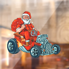 面白いクリスマスのホットロッドに乗ったサンタクロース ウィンドウサイン