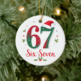 面白いクリスマスのミームシックスセブン67 6 7 ホリデー セラミックオーナメント