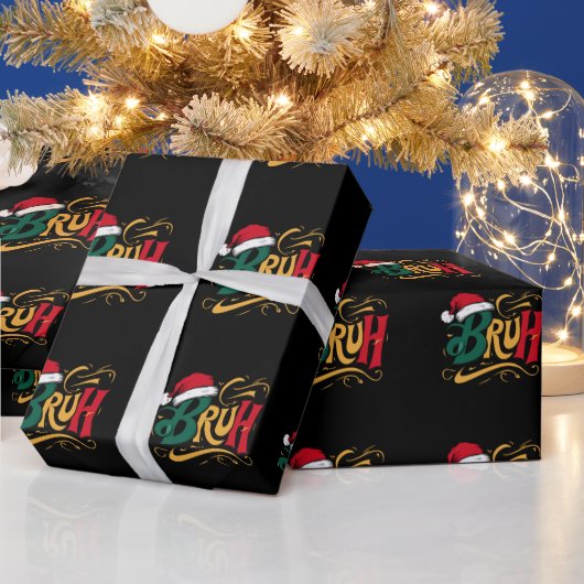 面白いクリスマスの休日家族 ラッピングペーパー (クリスマス)