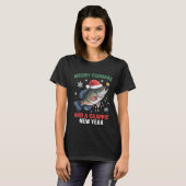 面白いクリスマスの小魚釣りエサ魚罠 アングラーフィッシング Tシャツ (正面フル)