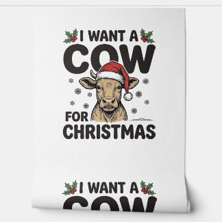 面白いクリスマスの牛ビンテージのホリデーTシャツデザイン１ 壁紙