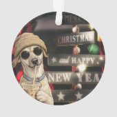 面白いクリスマスの犬のタピオカティー オーナメント (裏面)