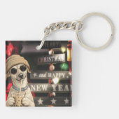 面白いクリスマスの犬のタピオカティー キーホルダー (裏面)
