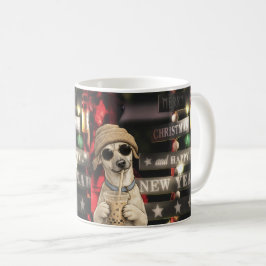 面白いクリスマスの犬のタピオカティー コーヒーマグカップ